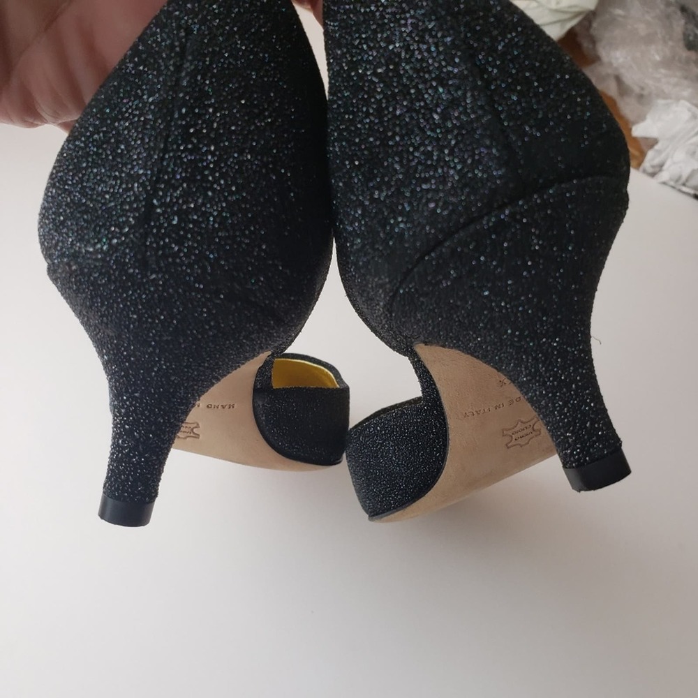 Linda Pritcher Soutine Made In Italy Black Onyx Pumps Size 7 1/2 Eur 37 1/2 - Picture 6 of 11